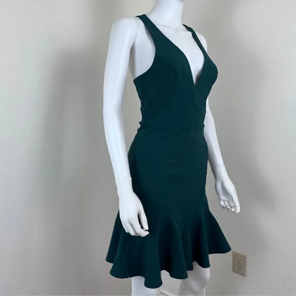 Lulus Sweet Expectation Women Size S Green Ruffle Peplum Bodycon Mini NEW Dress - Picture 13 of 17